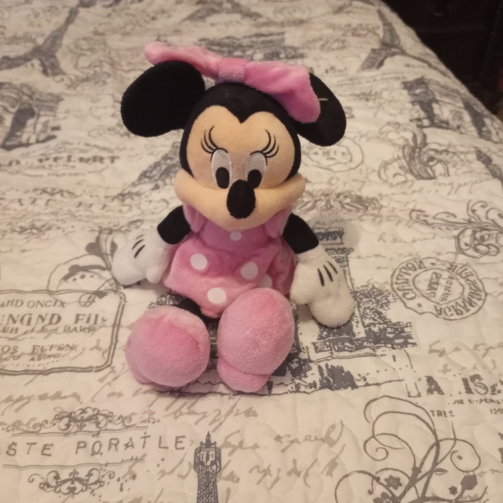Disney Minnie Mouse Stuffed Animal Pink and Black